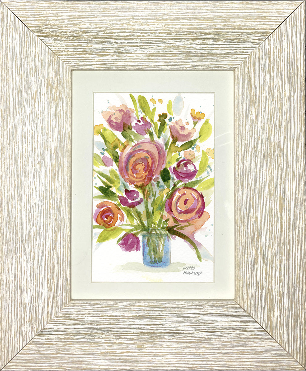 Roses Red and Orange Original Watercolor