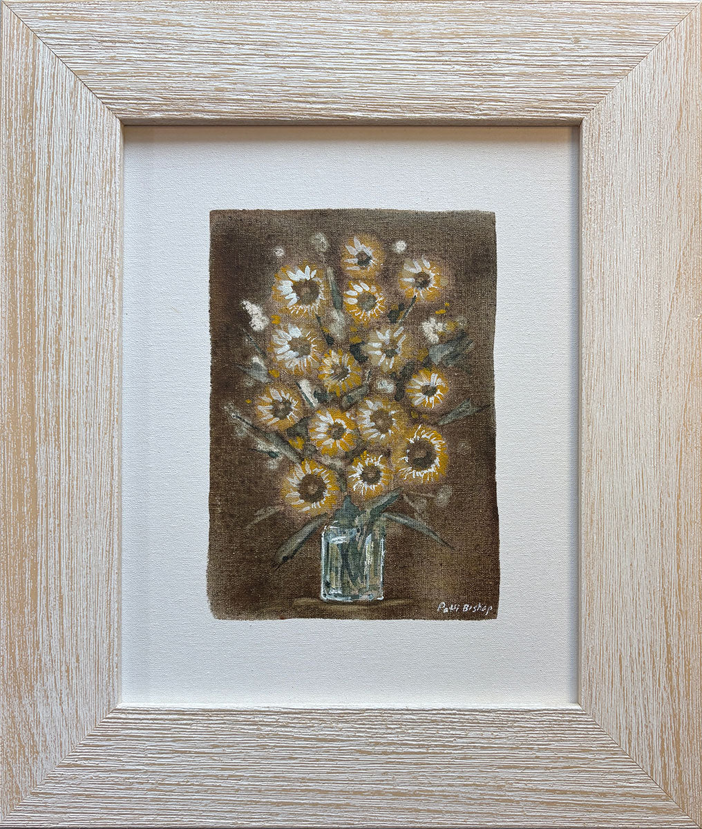 Sunflowers Brown on Canvas Original Watercolor