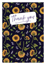 Load image into Gallery viewer, Thank You Greeting Cards - Sunflowers Navy
