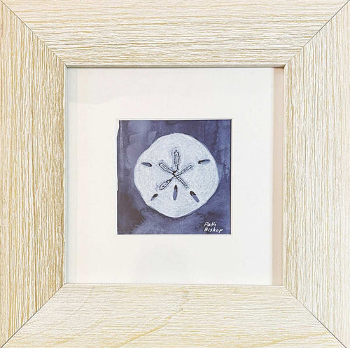 White Sand Dollar on Indigo Original Watercolor - Patti Bishop Watercolors
