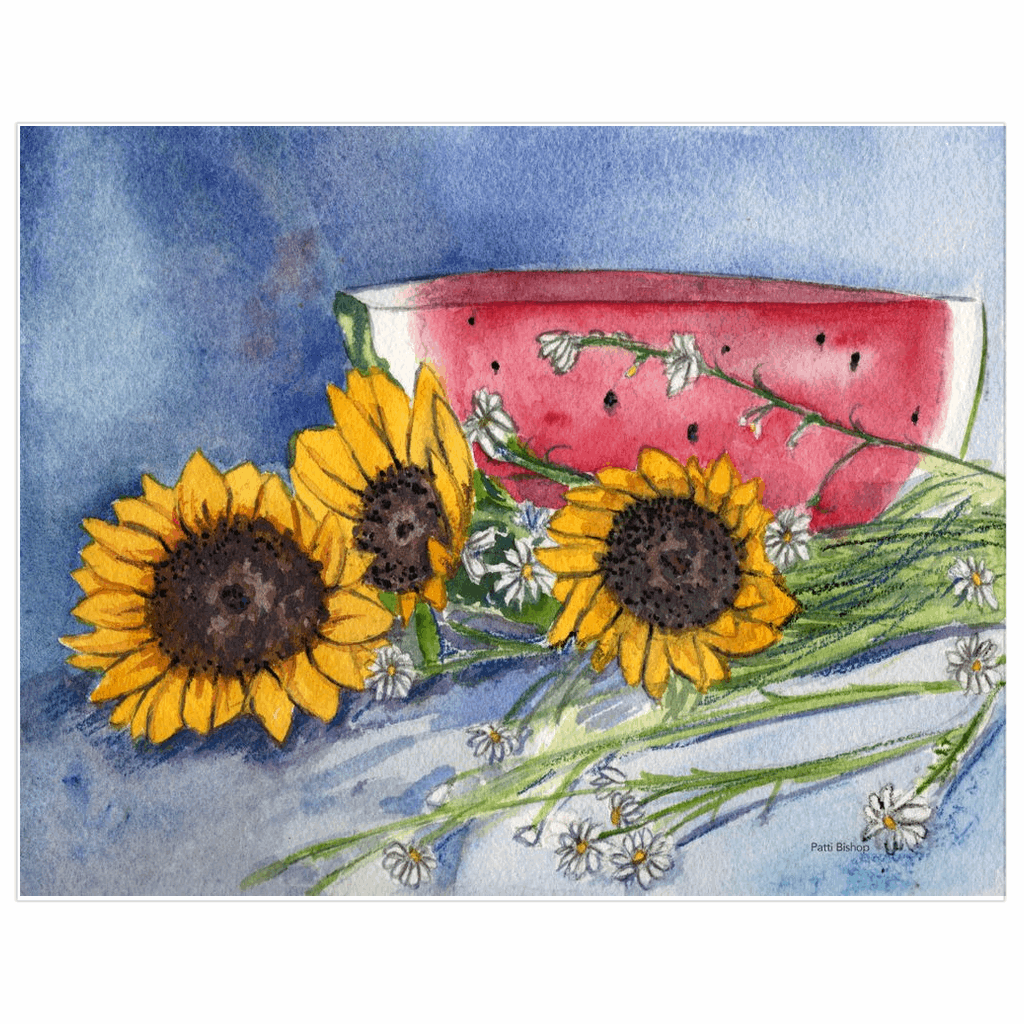 Sunflower Watermelon Art Prints - Patti Bishop Watercolors