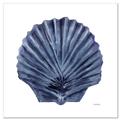 Blue Scallop Shell Art Print - Patti Bishop Watercolors