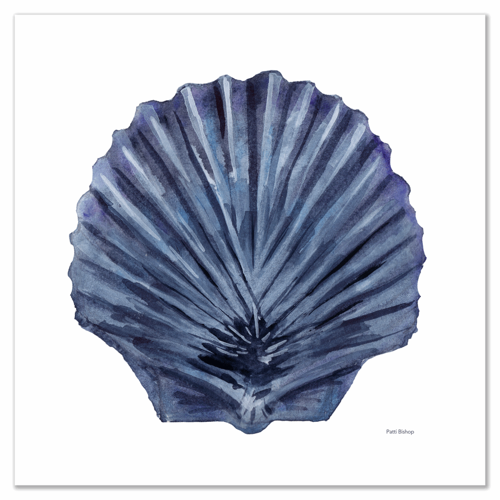 Blue Scallop Shell Art Print - Patti Bishop Watercolors