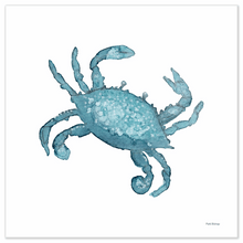 Load image into Gallery viewer, Teal Crab Art Print - Patti Bishop Watercolors
