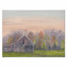 Load image into Gallery viewer, Old Barn in a Green Field Stretched Canvas Print - Patti Bishop Watercolors
