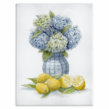 Load image into Gallery viewer, Hydrangea and Lemons 2 Stretched Canvas Print - Patti Bishop Watercolors
