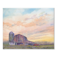 Load image into Gallery viewer, Red Barn at Sunset Stretched Canvas
