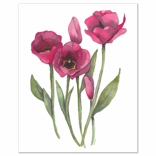 Pink Tulips 1 Art Prints - Patti Bishop Watercolors