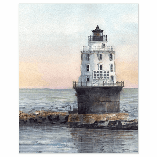 Lewes Harbor of Refuge Lighthouse Art Print - Patti Bishop Watercolors
