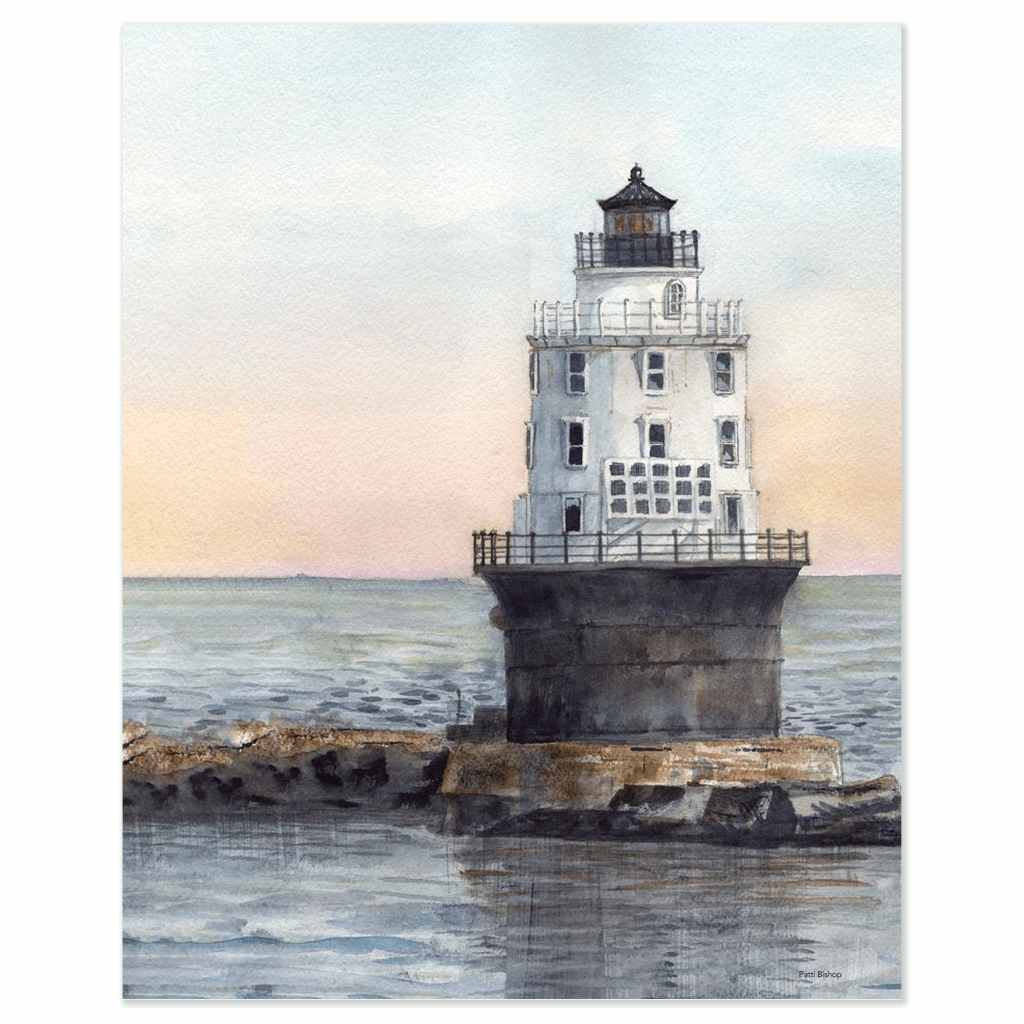 Lewes Harbor of Refuge Lighthouse Art Print - Patti Bishop Watercolors