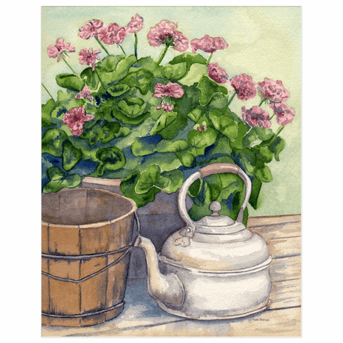 Grandpop's Geraniums Art Prints - Patti Bishop Watercolors