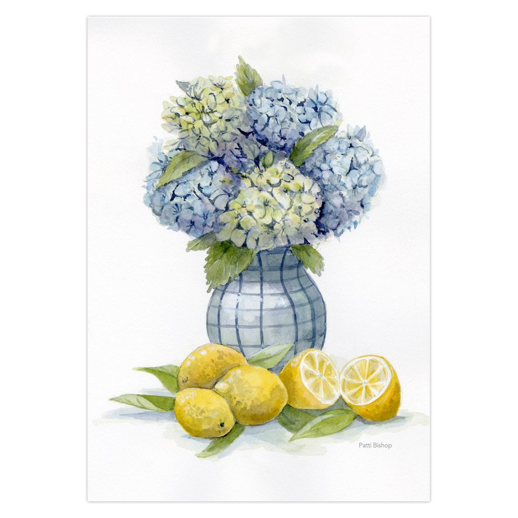 Hydrangea and Lemons 2 Greeting Cards
