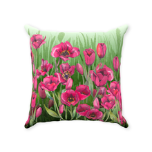 Load image into Gallery viewer, Pink Tulips Garden Throw Pillows
