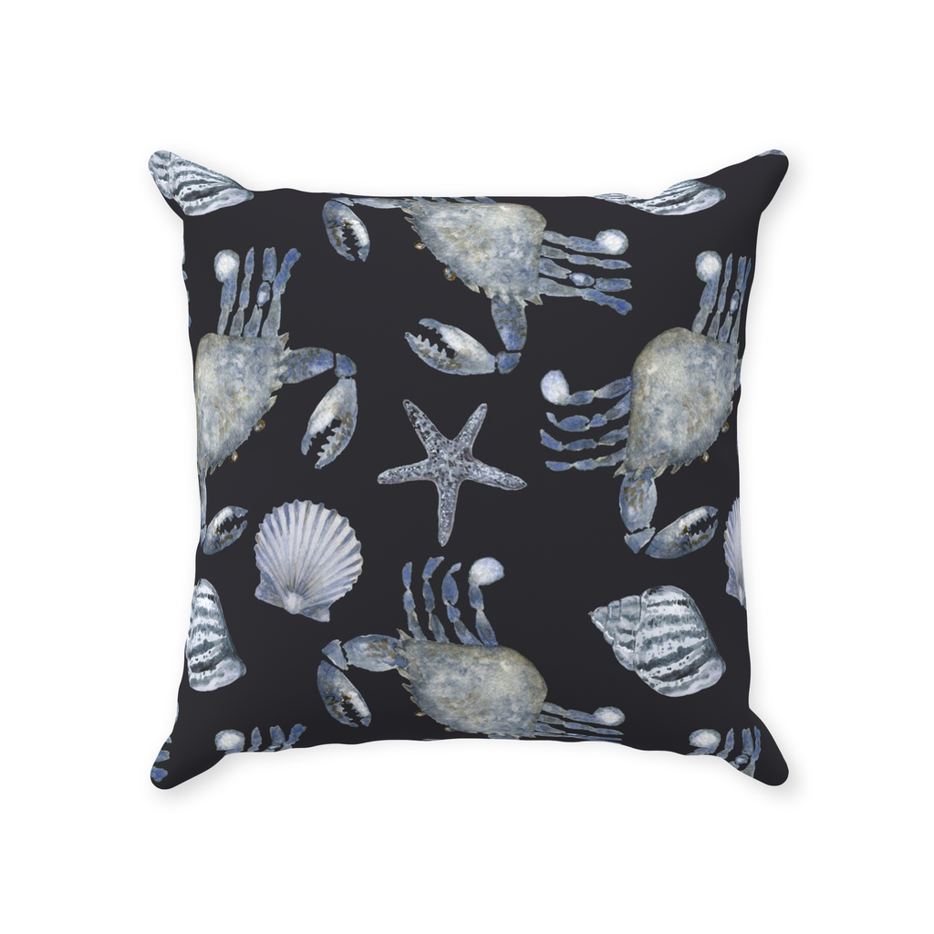 Crabs and Shells Throw Pillows