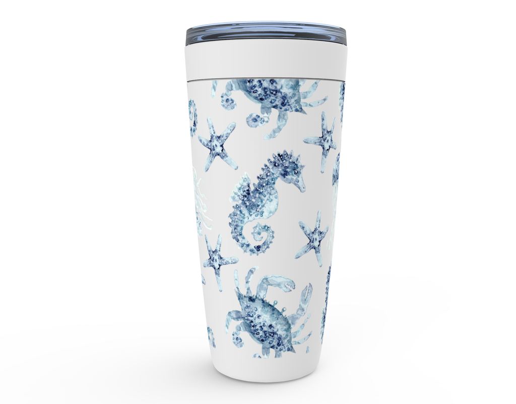 Blue Seahorse and Crab 20 oz. Stainless Steel Tumbler