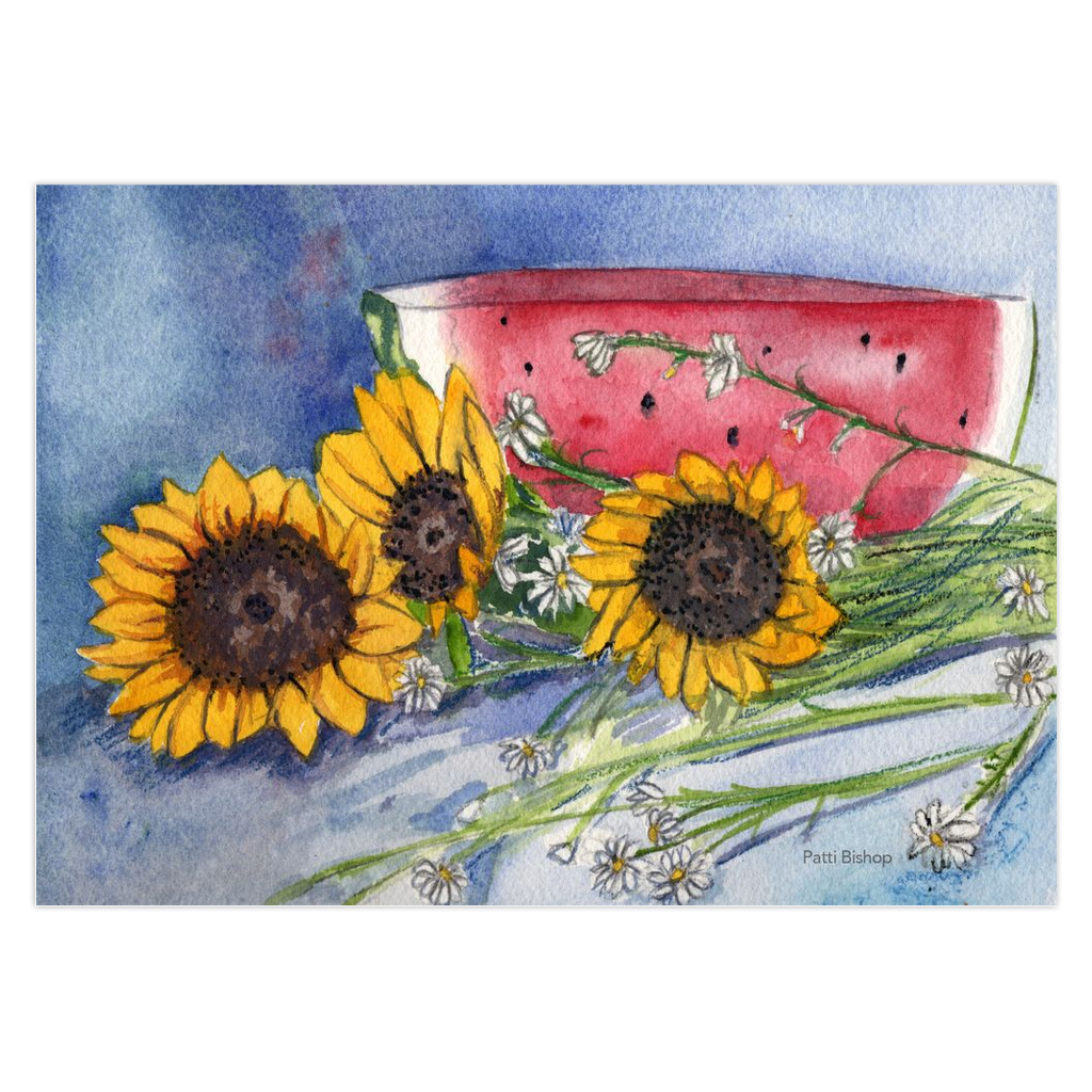 Sunflower Watermelon Greeting Cards