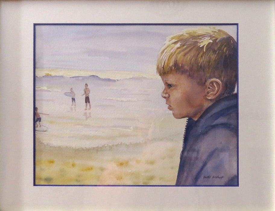 Young Boy at the Beach Original Watercolor