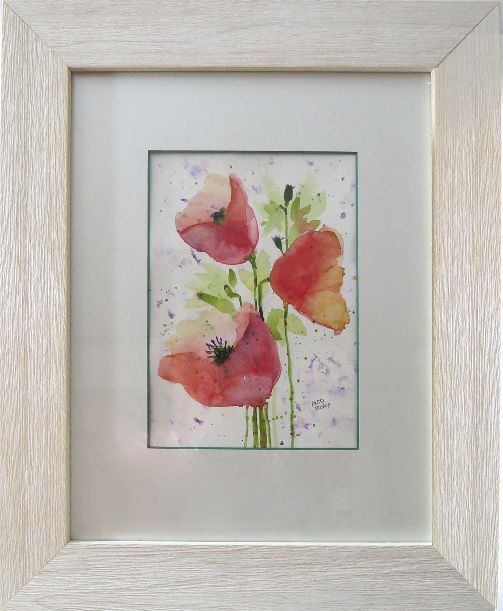 Red and Orange Poppies Original Watercolor