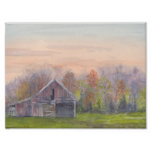 Load image into Gallery viewer, Old Barn in a Green Field Stretched Canvas Print
