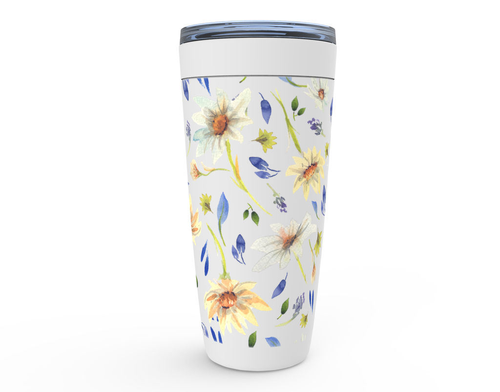 Yellow Daisy Pattern 20 oz. Stainless Steel Tumblers
